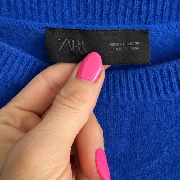 Zara Bright Cobalt Knit Short-Sleeve Sweater - Picture 2 of 3